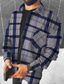 billige Fritidsskjorter-Herre Skjorte Flanell skjorte Skjorte jakke Skotskrutet Aftæpning Blå Brun Mørkegrå Gate Daglig Langermet Klær Mote Grunnleggende Fritid Bekvem