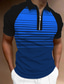 abordables Polo Zip-Homme POLO T Shirt golf Dégradé Rayé Col rabattu Vert Bleu Gris Clair Rouge Noir 3D effet Extérieur Plein Air Manches courtes Zippé Imprimer Vêtement Tenue Mode Design Casual Respirable / Eté / Eté