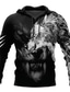 cheap Graphic Hoodies-Men&#039;s Hoodie Pullover Hoodie Sweatshirt Black And White Black Wine Red Blue Hooded Wolf Graphic Prints Viking Front Pocket Casual Daily Sports 3D Print Designer Sportswear Ethnic Fall Spring &amp;  Fall