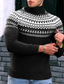 ieftine pulover pentru bărbați-Bărbați Pulover Pulover pulover Striat Tricotat Decupată Tricotat Tribal Guler Pe Gât Păstrați-vă cald Contemporan modern Muncă Purtare Zilnică Îmbrăcăminte Toamna iarna Negru Kaki S M L