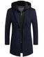 cheap Men&#039;s Jackets &amp; Coats-Men&#039;s Winter Coat Wool Coat Overcoat Daily Wear Going out Winter Wool Thermal Warm Washable Outerwear Clothing Apparel Fashion Warm Ups Solid Colored Detachable Hood Hooded Single Breasted