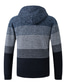 cheap Men&#039;s Cardigan Sweater-Men&#039;s Cardigan Sweater Ribbed Knit Knitted Color Block Hooded Warm Ups Modern Contemporary Daily Wear Going out Clothing Apparel Fall &amp; Winter Red Dark Blue M L XL / Long Sleeve / Long Sleeve
