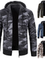 cheap Men&#039;s Cardigan Sweater-Men&#039;s Cardigan Sweater Ribbed Knit Knitted Camo / Camouflage Hooded Basic Warm Ups Daily Wear Vacation Clothing Apparel Fall &amp; Winter Blue Dark Gray M L XL / Long Sleeve / Long Sleeve