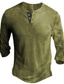 tanie męskie koszule henley-Męskie Koszula Henley Koszulki Jednokolorowe Henley Zielony Czarny Niebieski Zieleń wojskowa Szary Ulica Sport Długi rękaw Przycisk w dół Odzież Moda Designerskie Codzienny Wygodny