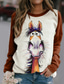 voordelige Dameshoodies &amp; sweatshirts-Dames Sweatshirt Beige dier Afdrukken Casual Dagelijks Basic Streetwear Hoodies Sweatshirts Oranje