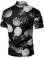 voordelige Hawaiiaanse overhemden-Voor heren Overhemd POLO Shirt Hawaiiaans overhemd Golfshirt Normaal shirt Ananas Buttondown boord Zwart / Wit Geel Groen Print Buiten Casual Korte mouw Kleurenblok Button-omlaag Kleding Modieus