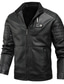 cheap Men’s Furs &amp; Leathers-Men&#039;s Faux Leather Jacket Regular Solid Colored Daily Light Brown Khaki Brown Black