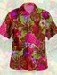 ieftine cămăși 3d pentru bărbați-Bărbați Cămașă Cămașă hawaiană Cămașă grafică Cămașă Aloha Floral Ananas Broască Răsfrânt Verde de măsline Rosu verde Roz Îmbujorat Roșu-aprins Albastru piscină Tipărire 3D În aer liber Stradă Manșon