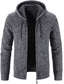 cheap Men&#039;s Cardigan Sweater-Men&#039;s Cardigan Sweater Fleece Sweater Ribbed Knit Knitted Solid Color Hooded Basic Warm Ups Daily Wear Vacation Clothing Apparel Fall &amp; Winter Blue Red &amp; White M L XL / Long Sleeve / Long Sleeve