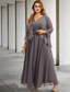 cheap With Jacket-Two Piece A-Line Wedding Guest Dresses Elegant Dress Formal Tea Length Sleeveless V Neck Chiffon with Appliques free custom size