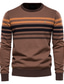 cheap Men&#039;s Pullover Sweater-Men&#039;s Pullover Ribbed Knit Knitted Stripes Round Keep Warm Modern Contemporary Daily Wear Going out Clothing Apparel Winter Fall Coffee S M L / Long Sleeve / Long Sleeve