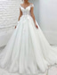 cheap Wedding Dresses-TS Formal Wedding Dresses Ball Gown V Neck Cap Sleeve Chapel Train Lace Bridal Gowns With Appliques 2024