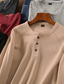 billiga grundläggande henley-Herr Waffle Henley Shirt Henleytröja T-shirts Ensfärgat Henley Kaki Ljusgrå Svart Sport Arbetskläder Långärmad Button-Down Kläder Mode Streetwear Ledigt