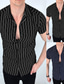 cheap Men&#039;s Casual Shirts-Men&#039;s Shirt Summer Shirt Striped Turndown Black Navy Blue Daily Holiday Short Sleeve Button-Down Clothing Apparel Simple Casual Comfortable