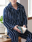 cheap Pajamas-Men&#039;s Pajamas Loungewear Sets Pure Color Basic Fashion Comfort Home Coral Fleece Coral Velvet Warm Lapel Long Sleeve Pant Pocket Elastic Waist Winter Fall Lake blue Blue / Plush