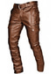 billige Cargobukser-Herre Bukser Læderbukser Casual bukser Multi lomme Helfarve Motorcykel Streetwear Imiteret Læder Mode Sort Rød