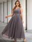 cheap With Jacket-Two Piece A-Line Wedding Guest Dresses Elegant Dress Formal Tea Length Sleeveless V Neck Chiffon with Appliques free custom size