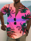 tanie Męskie koszule z nadrukiem-Męskie Koszula Letnia koszula Graficzny Sceneria Kołnierz stawiany Tęczowy Nadruk Na zewnątrz Codzienny Krótki rękaw Przycisk w dół Nadruk Odzież Moda Hawajskie Designerskie Codzienny
