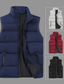 cheap Men&#039;s Downs &amp; Parkas-Men&#039;s Winter Jacket Puffer Vest Winter Coat Warm Casual Solid Color Outerwear Clothing Apparel Blue Khaki Red