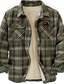 abordables Camisas gruesas-camisa de hombre chaqueta camisa de lana sobrecamisa cálida chaqueta informal ropa de abrigo a cuadros / cuadros gris verde verde azul otoño invierno