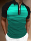 abordables Polo Zip-Homme POLO T Shirt golf Dégradé Rayé Col rabattu Vert Bleu Gris Clair Rouge Noir 3D effet Extérieur Plein Air Manches courtes Zippé Imprimer Vêtement Tenue Mode Design Casual Respirable / Eté / Eté