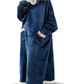 cheap Robes-Men&#039;s Pajamas Nightgown Wearable Blanket Hoodie Blanket Pure Color Fashion Simple Plush Home Polyester Warm Breathable Hoodie Long Robe Pocket Embroidery Hoodie Winter Black Red Blue / Flannel