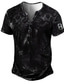cheap Vintage Henley-Men&#039;s Henley Shirt T shirt Tee 1950s Summer Short Sleeve Graphic Patterned Skull Eagle Henley Street Casual Button-Down Print Clothing Clothes Basic 1950s Casual Black / White Black / Gray Green
