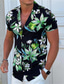 baratos Camisas havaianas-Homens Camisa Social Camisa de acampamento Camisa Gráfica Camiseta Aloha Floral Aberto para a Lateral Preto Branco Amarelo Azul Roxo Estampado Ao ar livre Rua Manga Curta Botão para baixo Roupa Moda