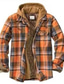 Χαμηλού Κόστους Ανδρικά Πουπουλένια Downs &amp; Παρκά Μπουφάν-ανδρικό πουκάμισο μπουφάν χειμωνιάτικο μπουφάν casual καθημερινές διακοπές to-go με φερμουάρ με κουκούλα ζέσταμα άνετα σακάκι ελεύθερου χρόνου εξωτερικά ενδύματα καρό τσέπη πράσινο μπλε κόκκινο