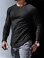 cheap Men&#039;s Casual T-shirts-Men&#039;s T shirt Tee Solid Colored Crew Neck Gray White Black Street Sports Long Sleeve Clothing Apparel Designer Casual Comfortable Big and Tall
