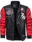 cheap Men’s Furs &amp; Leathers-Men&#039;s Faux Leather Jacket Varsity Jacket Biker Jacket Streetwear Black Blue Red