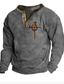cheap Graphic Hoodies-Men&#039;s Sweatshirt Pullover Black Yellow Red Blue Green Henley Collar Graphic Knights Templar Cross Print Sports &amp; Outdoor Casual Daily 3D Print Plus Size Vintage Designer Retro Spring &amp; Summer