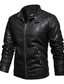cheap Men&#039;s Jackets &amp; Coats-Men&#039;s Faux Leather Jacket Biker Jacket Motorcycle Jacket Durable Casual / Daily Daily Wear Vacation To-Go Zipper Stand Collar Comfort Leisure Jacket Outerwear Solid / Plain Color Pocket Black Ginger