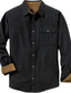 billige Hverdagsskjorter-Herre Flanell skjorte Helfarve Aftæpning Rødbrun Grå Gade Daglig Langærmet Knap ned Tøj Mode Afslappet Bekvem
