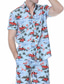 tanie Koszule męskie-Męskie Koszula hawajska Koszule Letnia koszula Kwiaty Drzewo Litera Flaming Ananas Wieczorne Czarny Biały Rumiany róż Czerwony Granatowy Codzienny Święto Krótki rękaw Przycisk w dół Nadruk Odzież 2szt