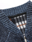 cheap Sweater Vests-Men&#039;s Cardigan Sweater Zip Sweater Sweater Jacket Ribbed Knit Cropped Knitted Argyle Queen Anne Warm Ups Modern Contemporary Daily Wear Going out Clothing Apparel Winter Spring &amp;  Fall Dark Gray Navy