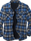 baratos Camisas grossas-Camisa masculina jaqueta de lã camisa overshirt jaqueta casual quente agasalho xadrez/cheque cinza verde verde azul outono inverno