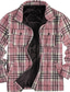 billiga Tjocka skjortor-herrskjorta jacka fleeceskjorta overshirt varm fritidsjacka ytterkläder pläd/rutig rosa khaki militärgrön höst vinter