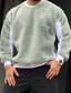 cheap Basic Hoodie Sweatshirts-Men&#039;s Fuzzy Sherpa Sweatshirt Pullover Green Blue Gray Black Crew Neck Solid Color Patchwork Going out Streetwear Cool Casual Winter Fall &amp; Winter Clothing Apparel Hoodies Sweatshirts  Long Sleeve