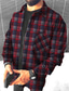 cheap Flannel Shirts-Men&#039;s Flannel Shirt Shirt Jacket Shacket Fleece Shirt Shirt Overshirt Plaid Turndown Blue Purple Red Hot Stamping Outdoor Halloween Long Sleeve Button-Down Print Clothing Apparel Fashion Designer
