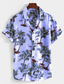 tanie Koszule hawajskie-Męskie Koszula Koszula hawajska Letnia koszula Koszula z grafiką Koszula Aloha Drzewo kokosowe Kołnierz Biały Rumiany róż Niebieski Zielony Na zewnątrz Ulica Krótki rękaw Przycisk w dół Odzież Bawełna