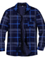 cheap Flannel Shirts-Men&#039;s Flannel Shirt Solid Color Turndown Navy Blue Street Daily Long Sleeve Button-Down Clothing Apparel Fashion Casual Comfortable