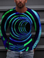 billige 3D-herreskjorter-Herre T-shirt 3D Print Grafiske tryk Rund hals Blå 3D-udskrivning udendørs Gade Langærmet Trykt mønster Tøj Basale Sport Designer Afslappet