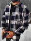 お買い得  カジュアルシャツ-男性用 シャツ フランネルシャツ シャツジャケット 格子柄 折襟 ブラック ルビーレッド ネイビーブルー ストリート 日常 長袖 ボタンダウン 衣類 ベーシック ファッション カジュアル 快適