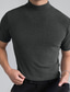 cheap Men&#039;s Casual T-shirts-Men&#039;s T shirt Tee Solid Color Stand Collar Gray White Black Street Holiday Short Sleeve Clothing Apparel Fashion Casual Comfortable / Summer / Spring / Summer