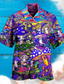 abordables Camisas hawaianas-Hombre Camisa camisa hawaiana Seta Cuello Vuelto Negro Amarillo Negro / purpúreo Rojo Morado Exterior Calle 3D Abotonar Ropa Moda Design Casual Transpirable