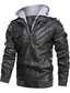 cheap Men&#039;s Jackets &amp; Coats-Men&#039;s Faux Leather Jacket Biker Jacket Hoodie Jacket Outdoor Daily Thermal Warm Windproof Pocket Fall Solid Color Sporty Casual Stand Collar Regular Black Brown Gray Jacket