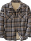billiga Tjocka skjortor-herrskjorta jacka fleeceskjorta overshirt varm fritidsjacka ytterkläder pläd/rutig grå grön grön blå höst vinter