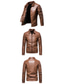 cheap Men&#039;s Jackets &amp; Coats-Men&#039;s Leather Jacket Daily Wear Vacation Going out Zipper Lapel Warm Ups Comfort Zipper Front Jacket Outerwear Solid Color Zipper Pocket Brown Coffee Black / Winter