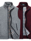 cheap Men&#039;s Cardigan Sweater-Men&#039;s Vest Warm Breathable Soft Daily Wear Going out Festival Zipper Standing Collar Basic Business Casual Jacket Outerwear Solid Colored Pocket Azure Burgundy Light Grey
